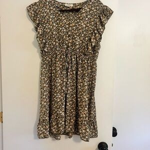 Umgee Tan and Green Flutter Sleeve Sundress